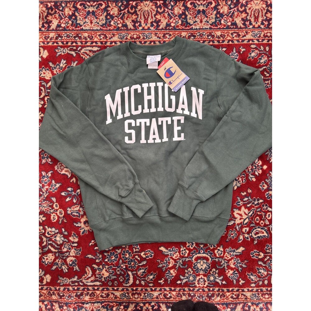 Champion Reverse Weave Michigan State University Sweatshirt Green Size S NWT